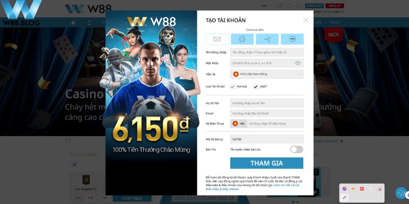 W88 33 Xác thực tài khoản khi tham gia W88